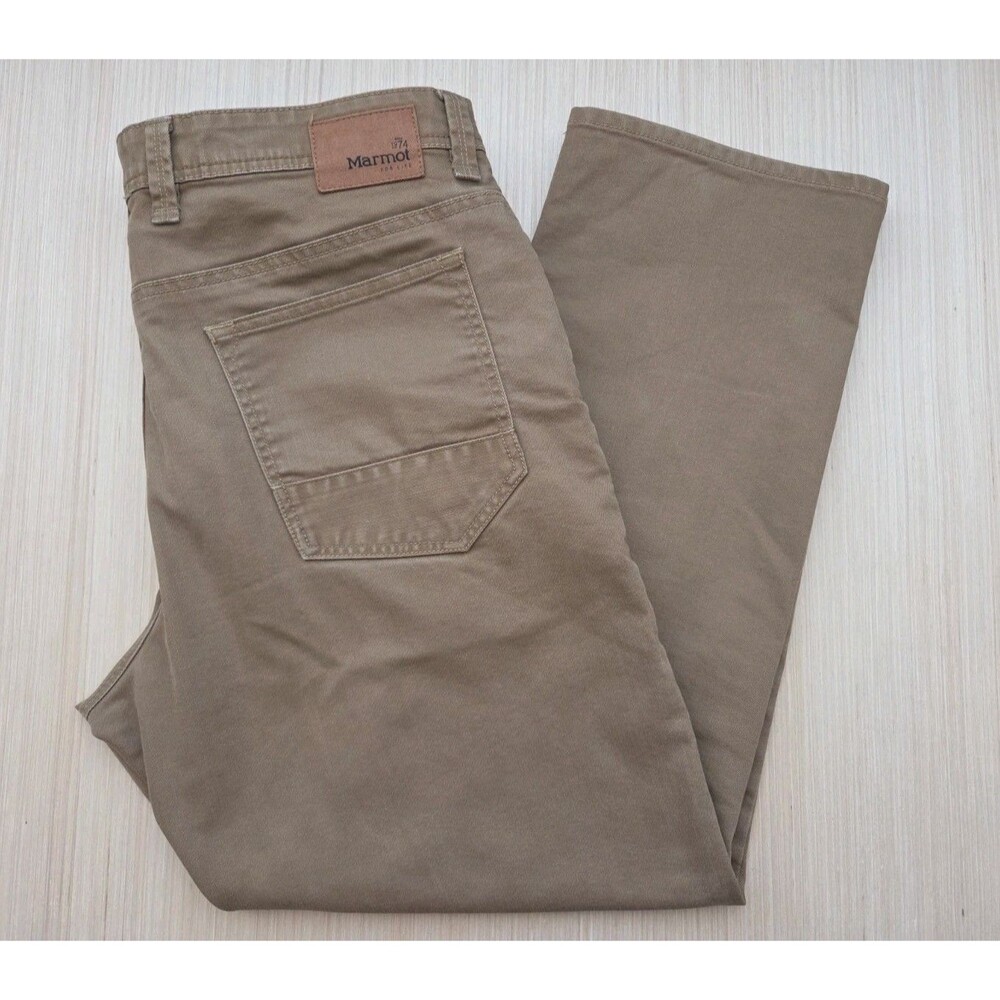 Marmot Pants Mens 38x29.5 Tan Brown Canvas Utility Workwear Cotton